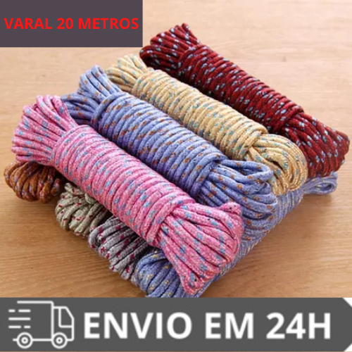 Corda de Varal multiuso 20 metros resistente para varal de parede teto amarração em geral Poliester