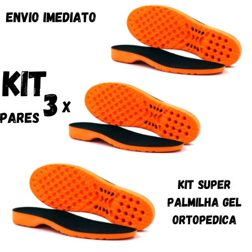 Kit 3 Pares Palmilha Ortopédica Em Gel P.U Anatômica Premium Anti-impacto Confortável Envio Rapido