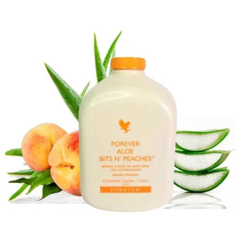 Aloe Bits n Peaches Suco de Aloe Vera Gel com Pêssego forever living Original
