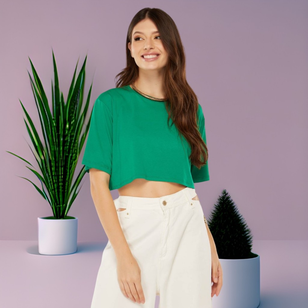 Camiseta Cropped Blusa Feminina Estilosa Tendencia Envio Imediato