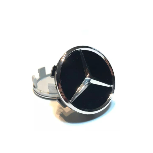 4 Calotinha Tampa Centro Da Roda Mercedes Amg 75mm Preto  Brilho Cromado