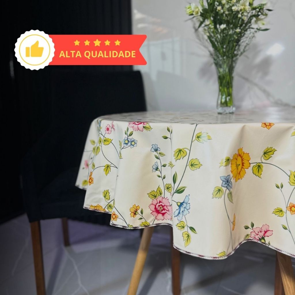 Toalha de Mesa Redonda de Plástico Térmico Ø 1,40 Metro com Acabamento em Oferta na Shopee