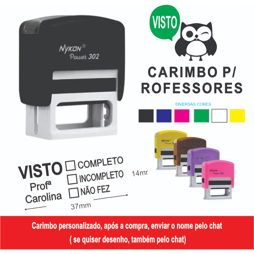 CARIMBO PERSONALIZADO AUTOMATICO PARA PROFESSORES
