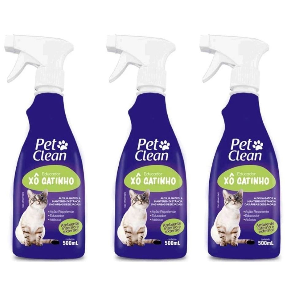 Combo 3 Educadores Sanitário Xô Gatinho Pet Clean para Gatos 500 ml