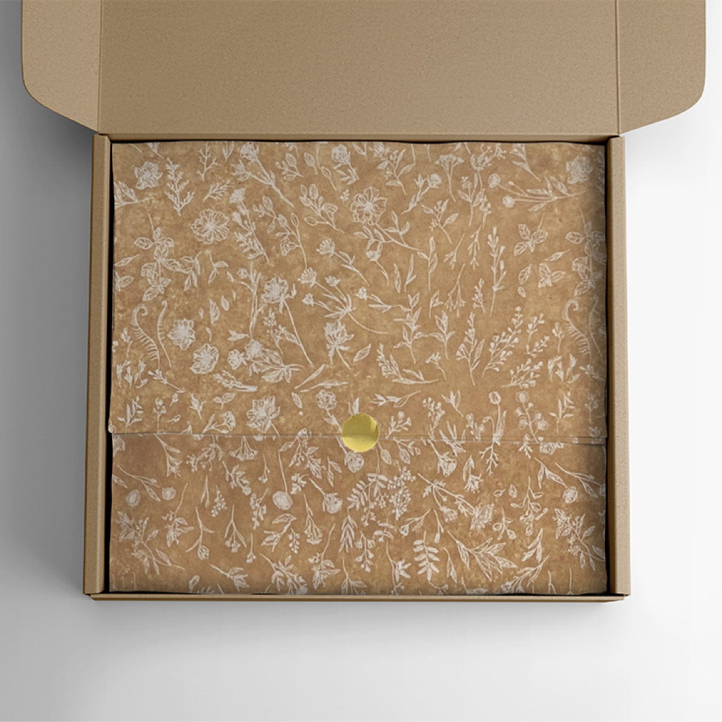 Papel Seda Kraft Premium Estampa Floral 100 Folhas