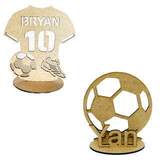 kit 05 ou 10 Centro De Mesa Futebol, Lembrancinha Personalizado Com Nome Mdf Cru em Oferta na Shopee