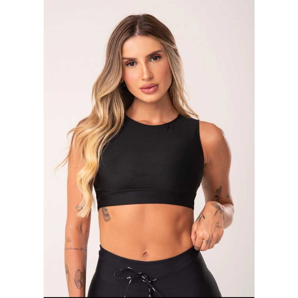 Top Cropped Fitness Básico Feminino Suplex