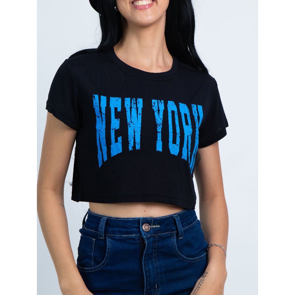 Blusa Cropped New York California Brooklyn - Varias Estampas em Oferta na Shopee