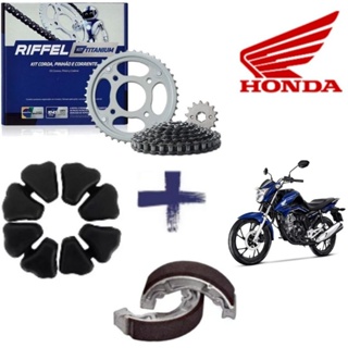 Kit Transmissão/Relação Original Riffel TITAN 160/START 160/FAN 160 + Coxim Da Coroa + Patins De Freio em Oferta na Shopee