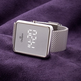 Relógio Champion Feminino Digital Espelhado Prata Original À Prova d'Água Presente Mulher Namorada Esposa Moda em Oferta na Shopee