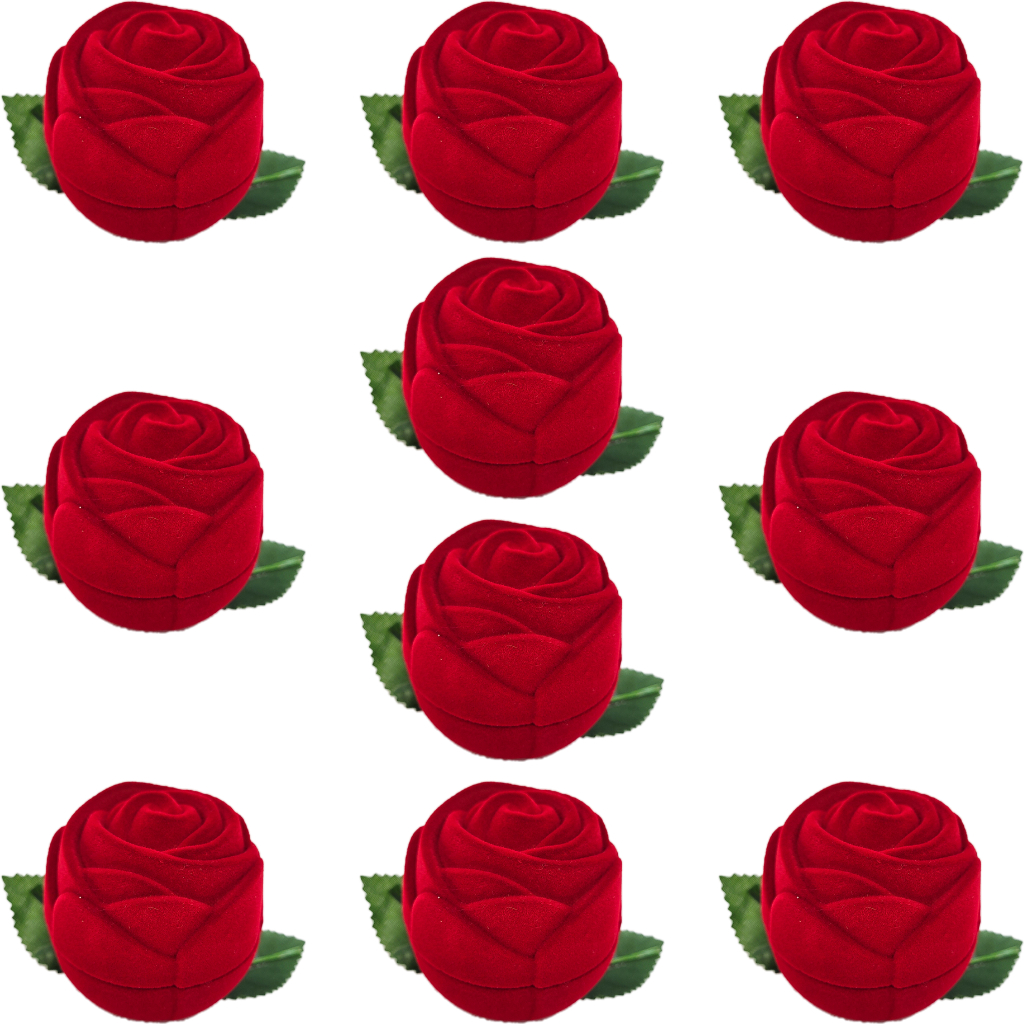 Kit 10 Estojo Caixinha Flor Rosa Vermelho Sem Cabo Brinco Anel Aliança