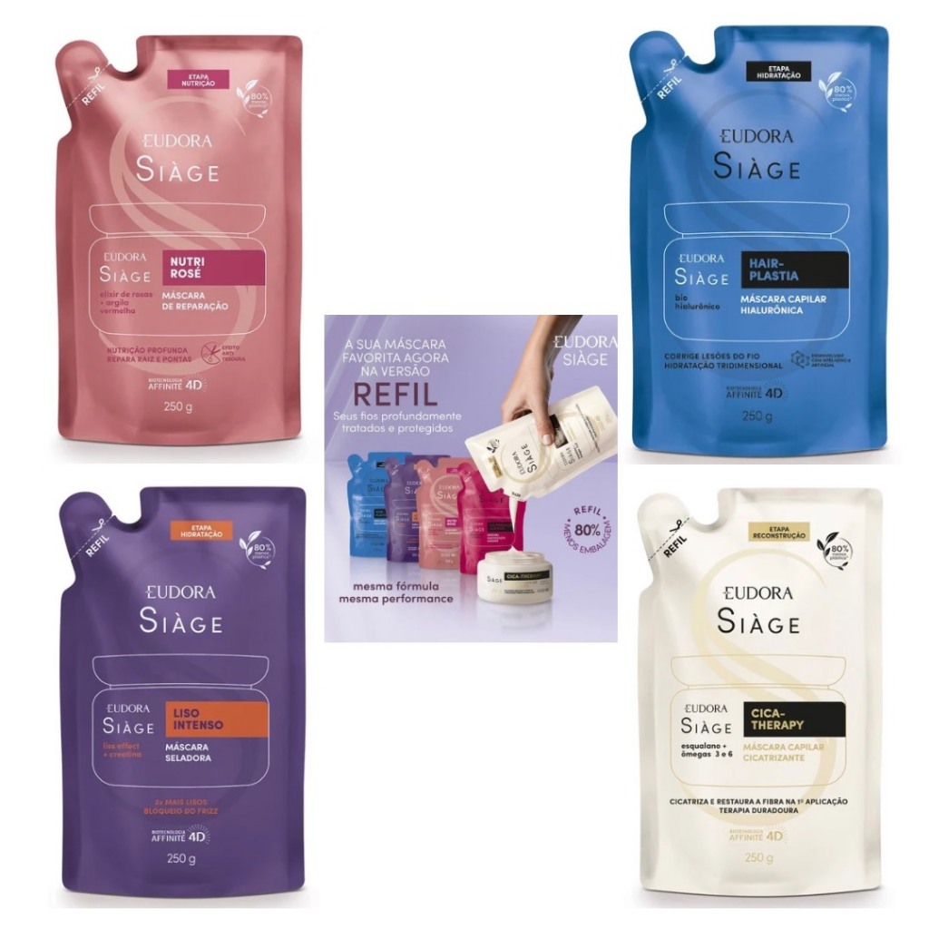 Refil Máscara Capilar Siàge 250g (a escolher) em Oferta na Shopee