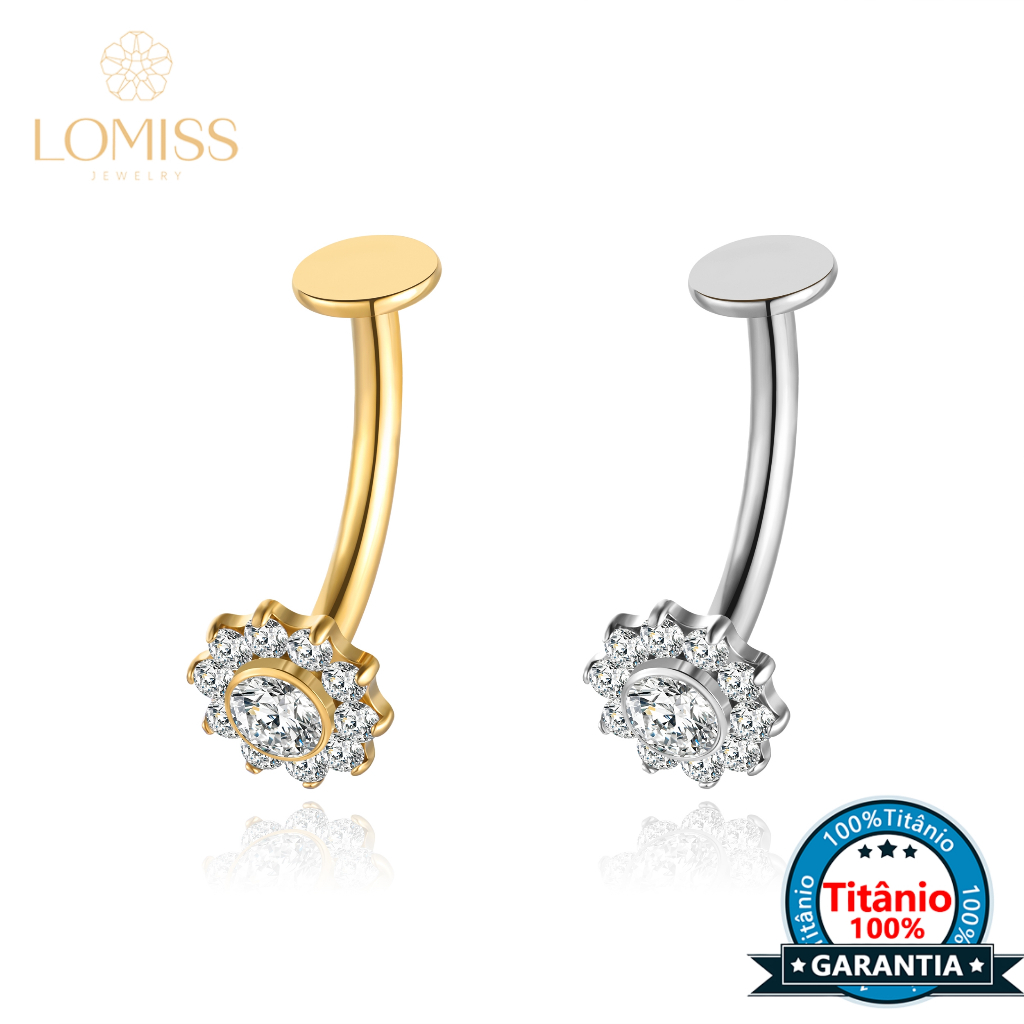 Piercing Banana Floating Titânio G23 Pvd Flor Zircônia Floating Navel Umbigo Lomiss Piercing em Oferta na Shopee