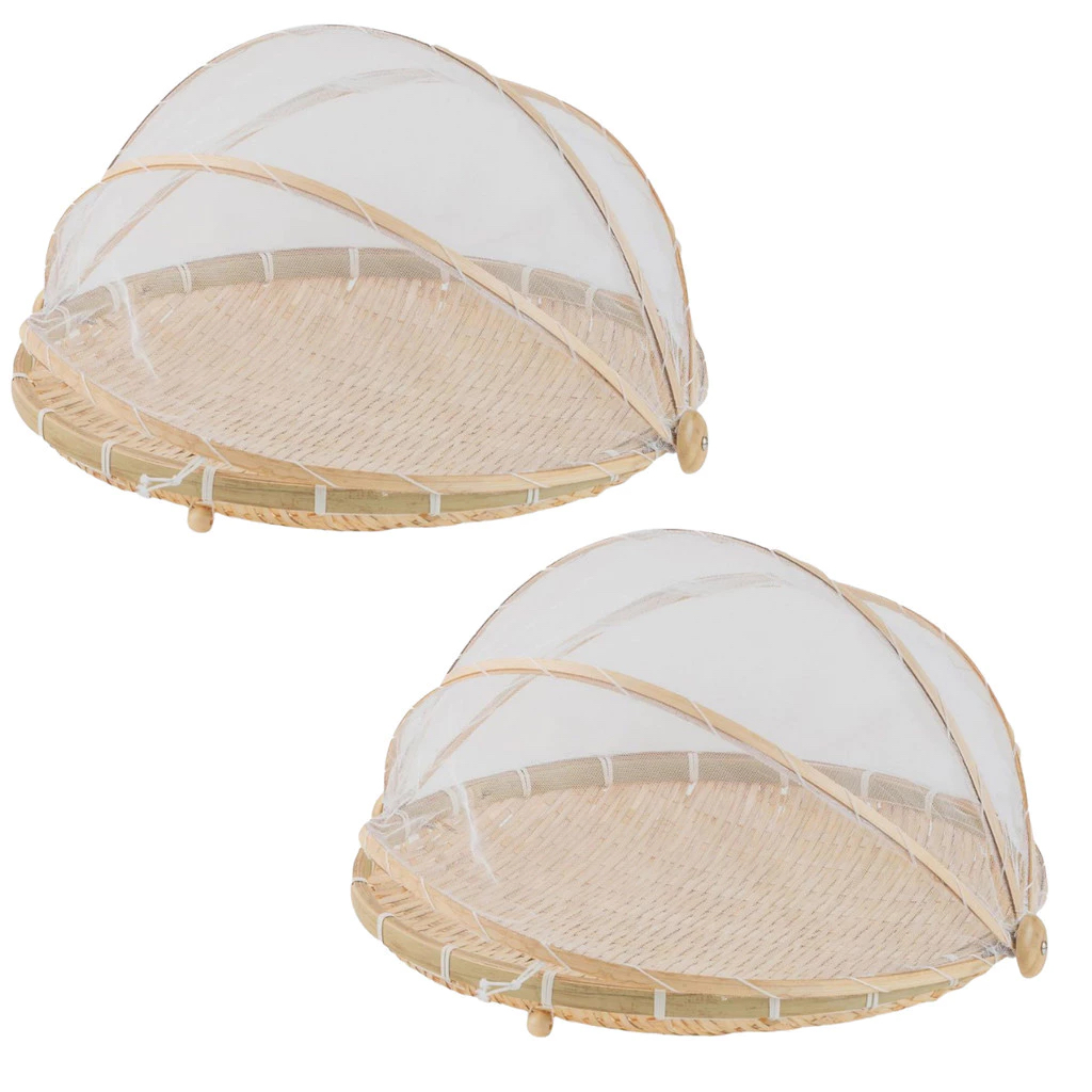 Kit 2 Cesto Porta Bolo Pão Redondo Telado Retrátil