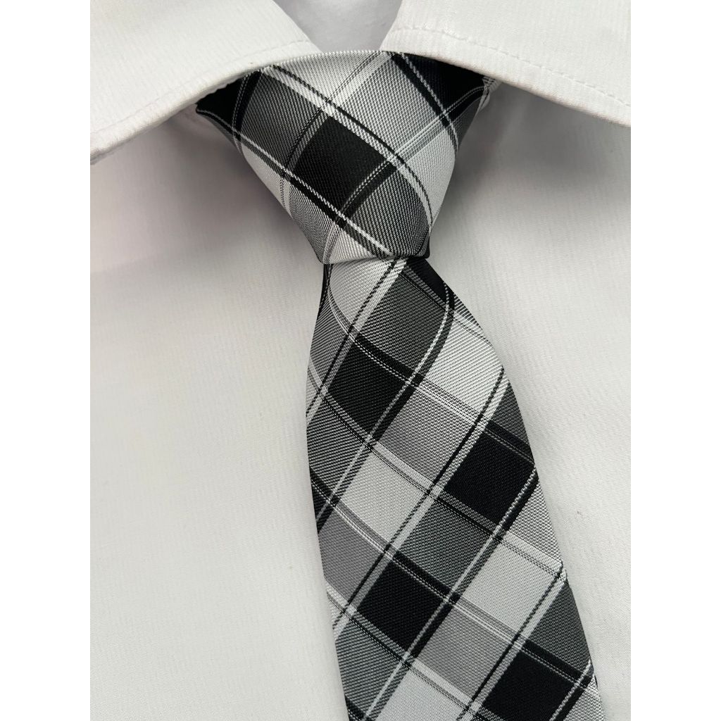 Gravata Xadrez Semi Slim Cinza em Oferta na Shopee