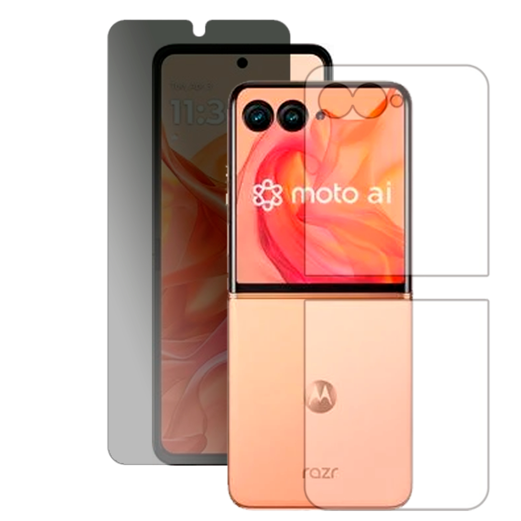 Película Hidrogel Privacidade + Película Hidrogel HD Verso Para Motorola Razr 50