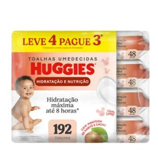 Kit Lenços Umedecidos leve 4 pague 3 Huggies Hidratação e Nutrição  Manteiga de Karité - 4 pacotes 192 lenços em Oferta na Shopee