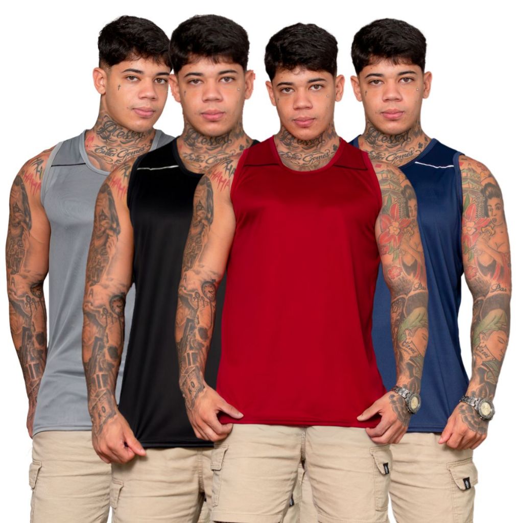 kit 04 camisa masculina dry fit poliéster academia esportes trenino lazer variadas