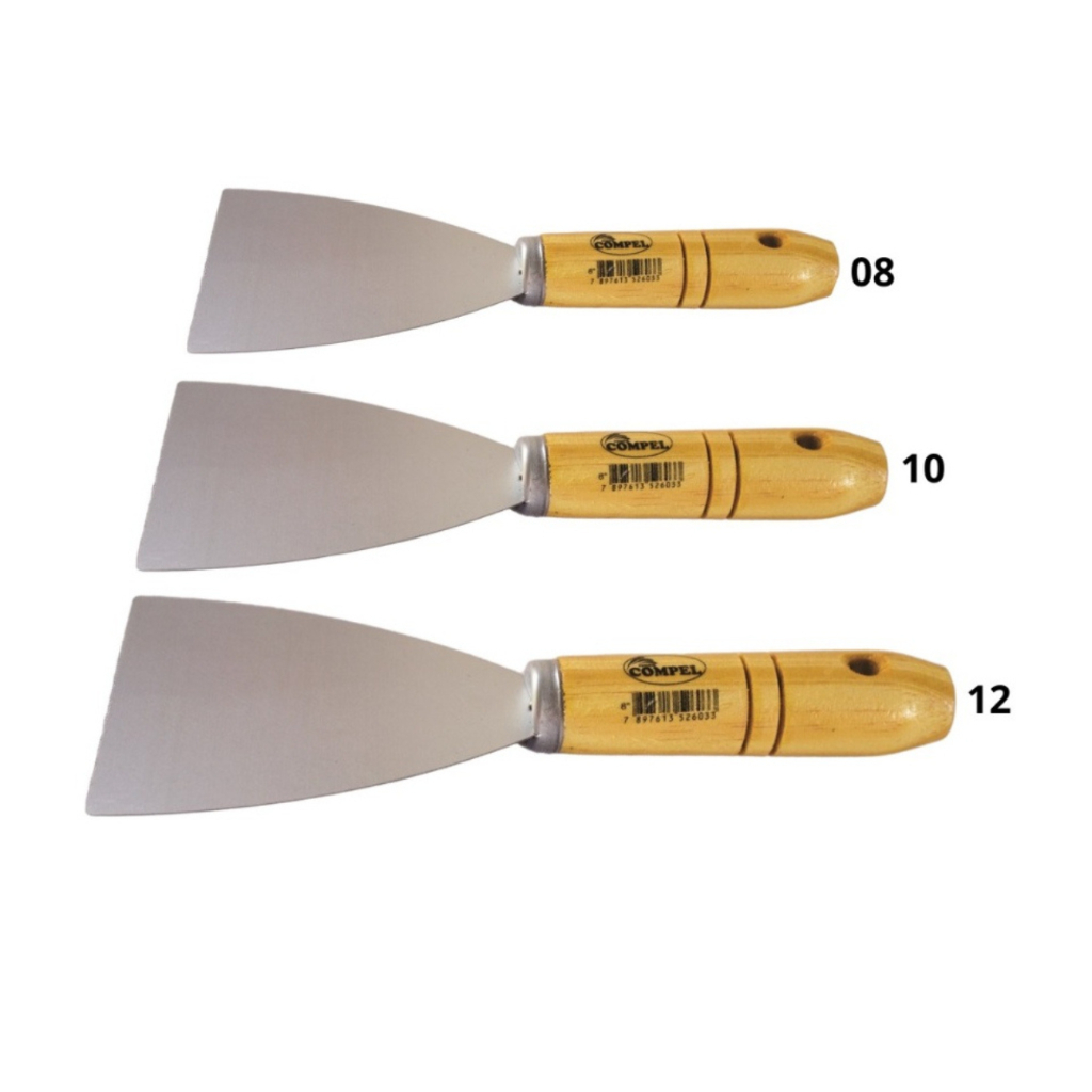 Espátula de Aço  8, 10, 12cm Para Massa Corrida, Gesso, Massa Plástica, Raspagem Envio Ja