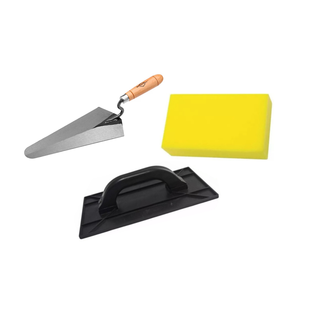 Kit Obras Colher Pedreiro + Desempenadeira lisa  + Esponja Espuma arrasador