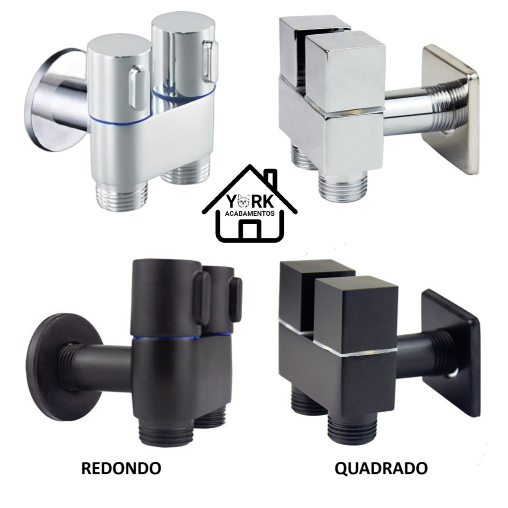 Registro Torneira Válvula Dupla Saída 1/2 P/ Banheiro Cozinha Área De Serviço Lavabo ESCOLHA MODELO