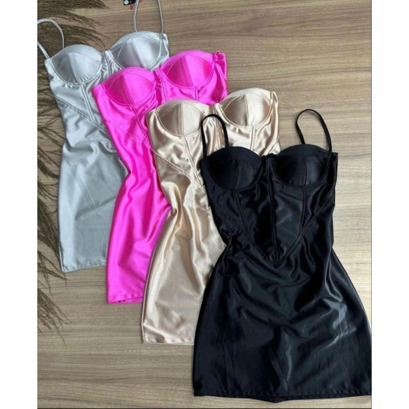 Vestido cetim com alça