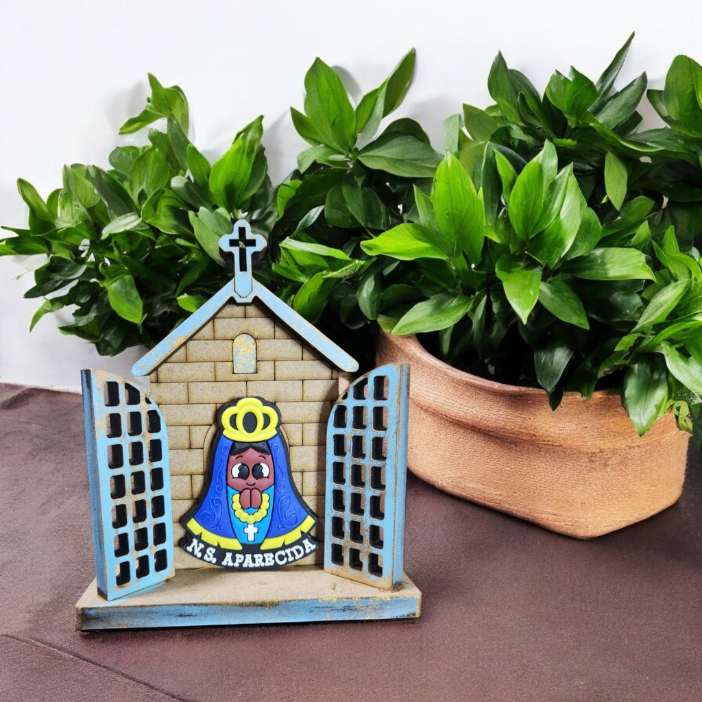 Capelinha nossa senhora aparecida linda 11cm capela oratório santo santa santinho santinha