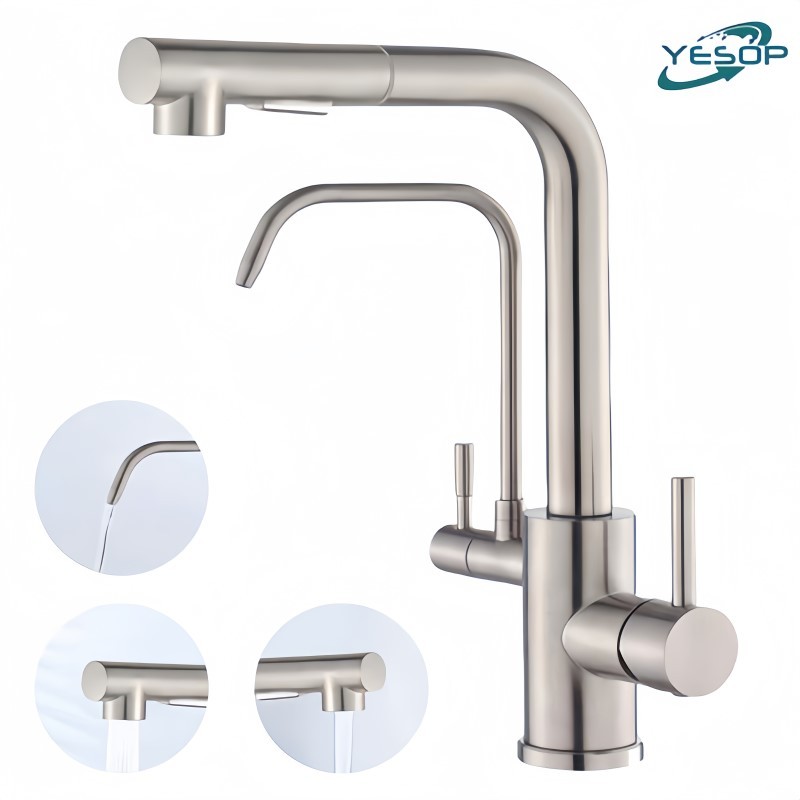 Torneira Cozinha Gourmet Bancada Luxo Escovado Aço Inox Com Saída De Filtro Yesop em Oferta na Shopee