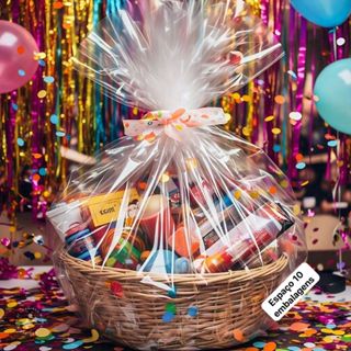 SACO P/ CESTA DE PRESENTE VARIAS MEDIDAS saquinho plástico transparente brilhante em Oferta na Shopee