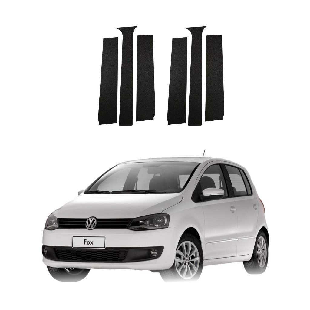 Kit Adesivos Colunas Portas Fox Preto Rugoso Volkswagen Vw