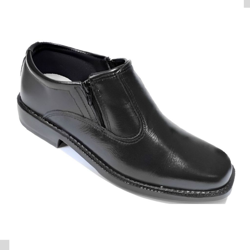 kit 2 Dois Sapato Social Com Ziper Fecho Estilo Meia Bota Em Couro Vaqueta Solado Borracha Costurado