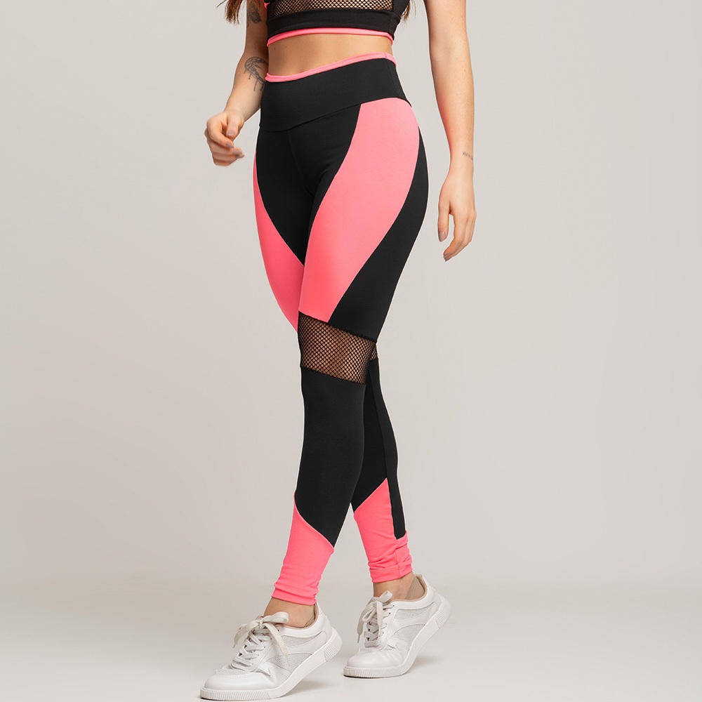 Calça legging fitness de academia com tela em Oferta na Shopee