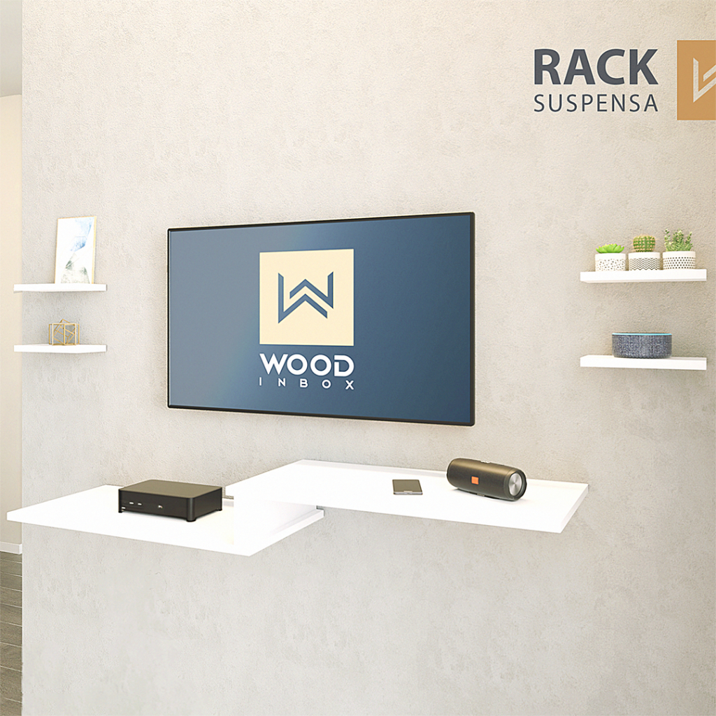 Rack Suspenso para Quarto e Sala com 4 Prateleiras