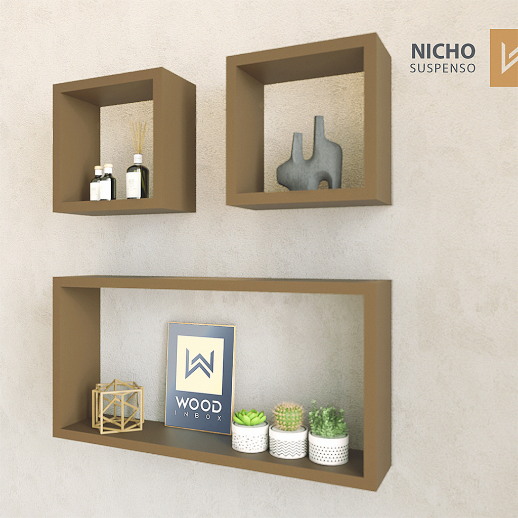 Kit Nicho Retangular Decorativo Prateleiras Para Sala e Lavandeira