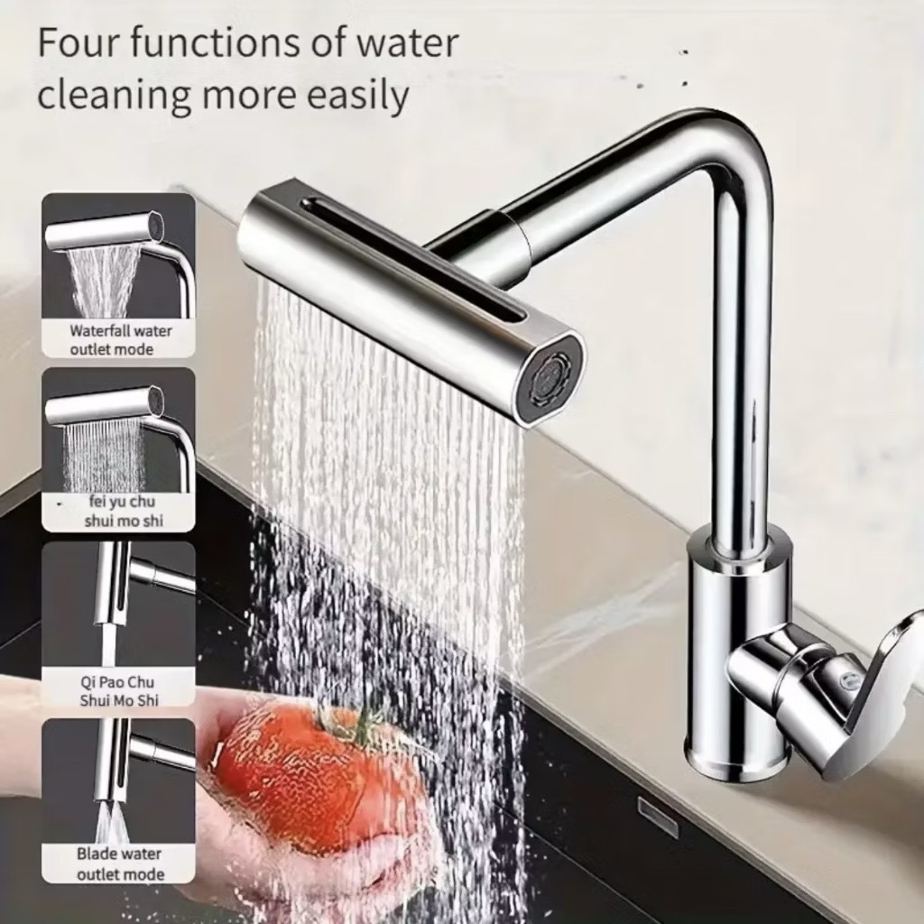 Torneira de Cozinha Versátil com 4 Modos de Chuveiro /Cascata, Proteção contra Respingos e...