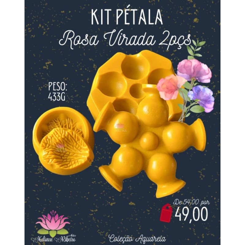 FRISADOR EM RESINA KIT PÉTALA ROSA VIRADA 2 PÇS