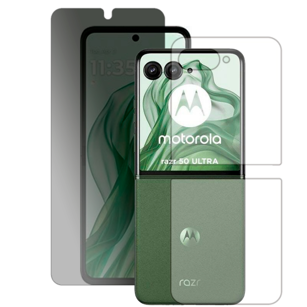Película Hidrogel Privacidade + Película Hidrogel HD Verso Para Motorola Razr 50