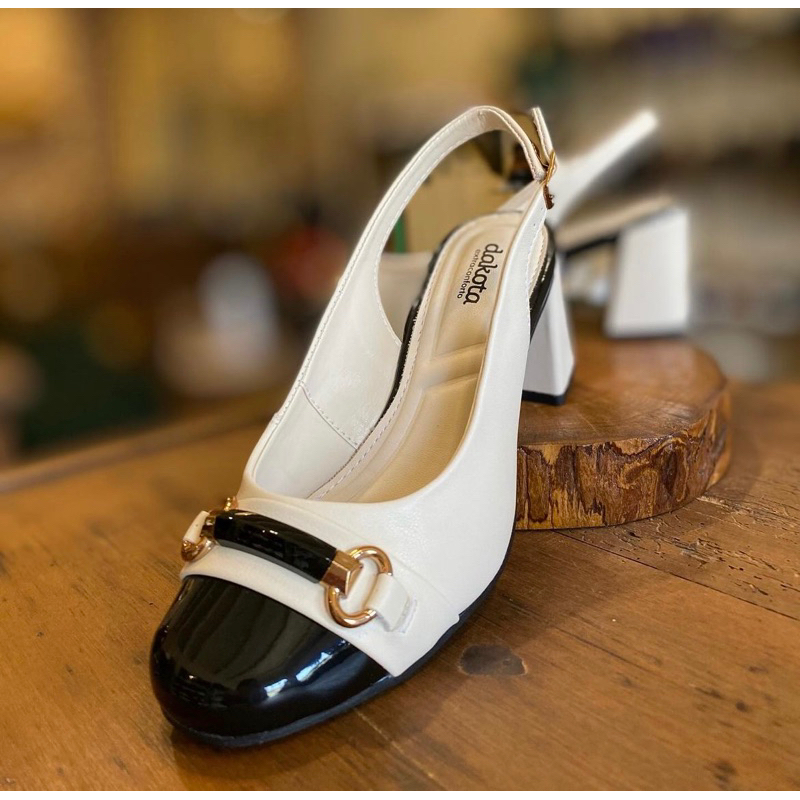 Sapato Feminino dakota de Salto bloco Preto/Nude