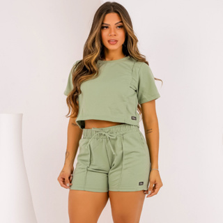 Conjunto Blusa Feminina E Shorts Moletinho Básico Adulto Dona Onda em Oferta na Shopee