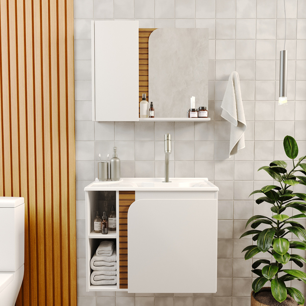 Gabinete Banheiro Lotus com 2 Portas Espelheira e Cuba em Oferta na Shopee