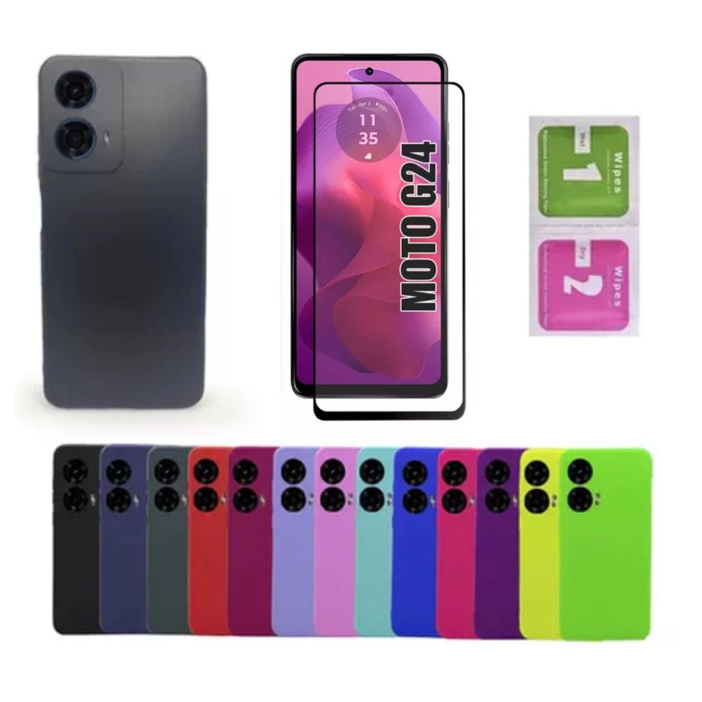 Pelicula Vidro 3D Moto G24 Motorola + Capinha Aveludada Colorida Capa em Oferta na Shopee