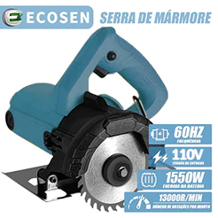 Serra Mármore Madeira Piso Granito Cerâmica 1550W 1300r/min 45 Graus 110mm Disco De Corte