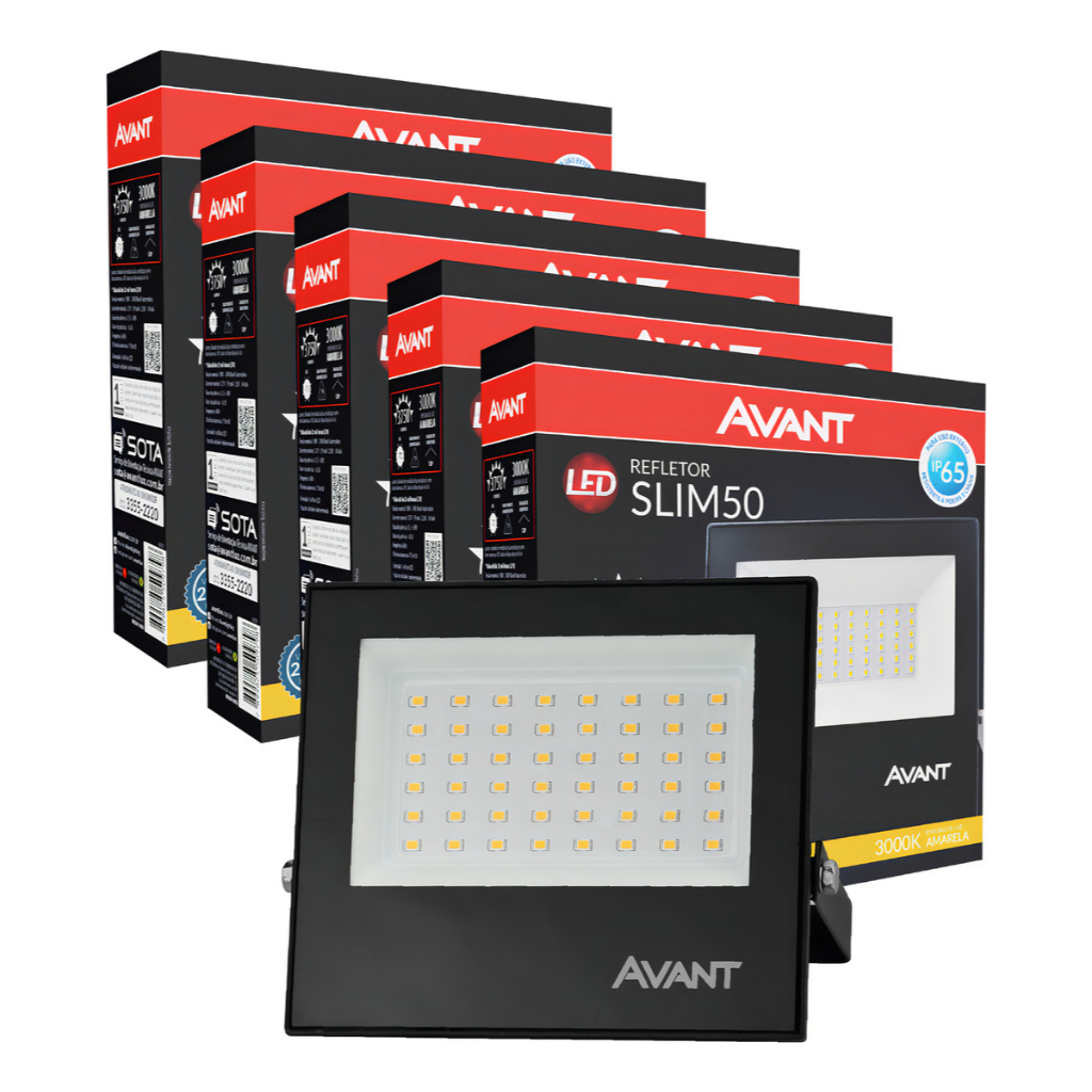Kit 5 Refletores holofote 50w Bivolt Prova Dágua Jardim cor da carcaça Preto Cor da luz Branco-quente 110V/220V.