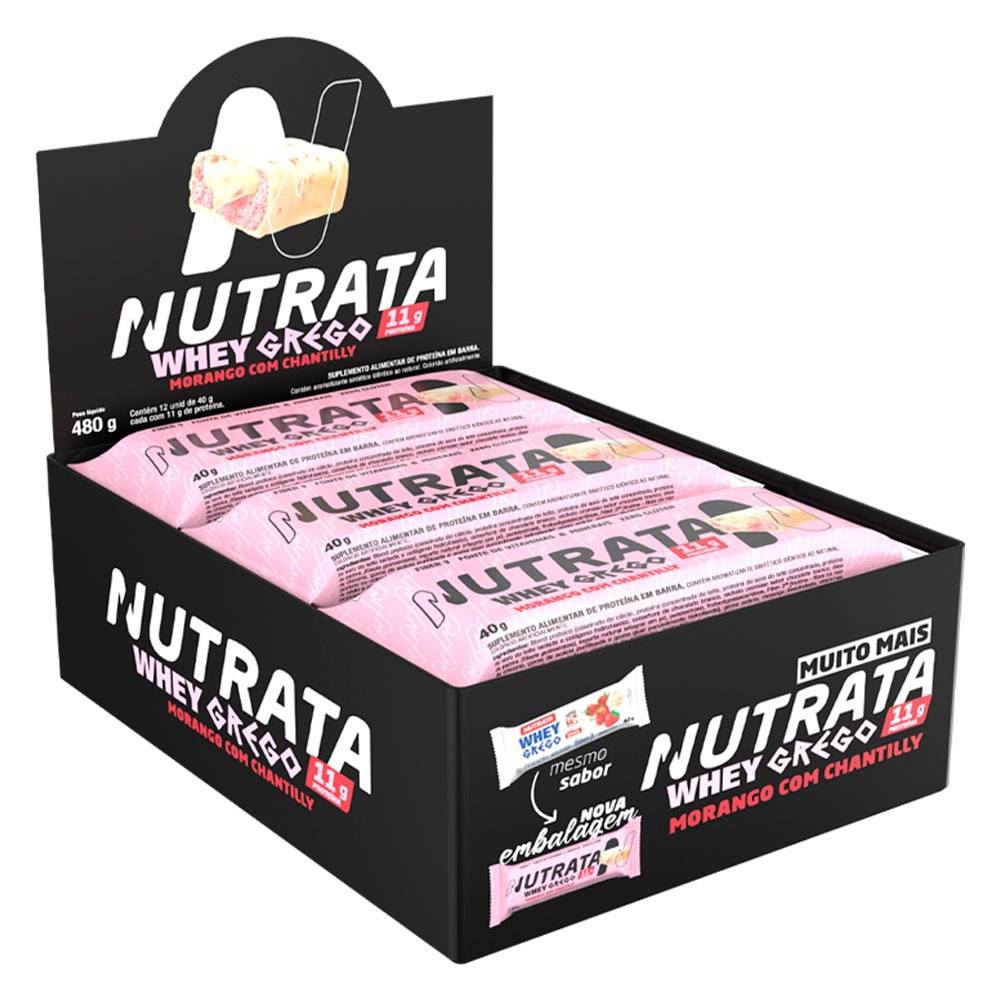 Barra de Proteína - Whey Grego Bar - Caixa com 12 Unidades - Nutrata