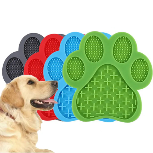 Tapete Lambedor Inibidor de Ansiedade Pet com Ventosas - Comedouro Lento, Cães e Gatos - Modelo Pata