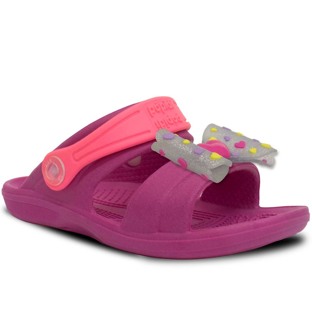 Sandalia Papete Infantil Nº 21 Ao 32 Babuche Feminino Menina Laço Leve Macio Antiderrapante 15.16