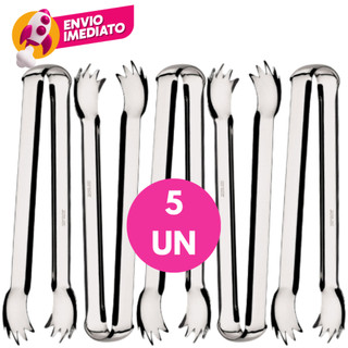 Mini Pegador Aço Inox Carne Petisco Gelo Drinks 12,5 cm Em Aço Inox Churrasco Restaurante Kit 05