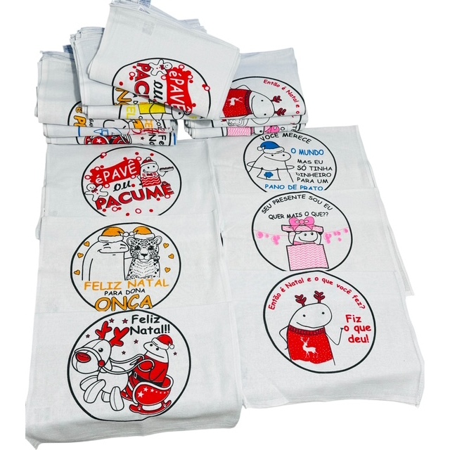 Pano De Prato Estampado 10 Unidades meme bento flork NATAL