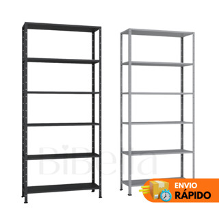 Estante Prateleira Aço Ferro Multiuso 6 Prateleiras 204cm X 90cm - Organização Casa - Preto - Cinza - Branco em Oferta na Shopee