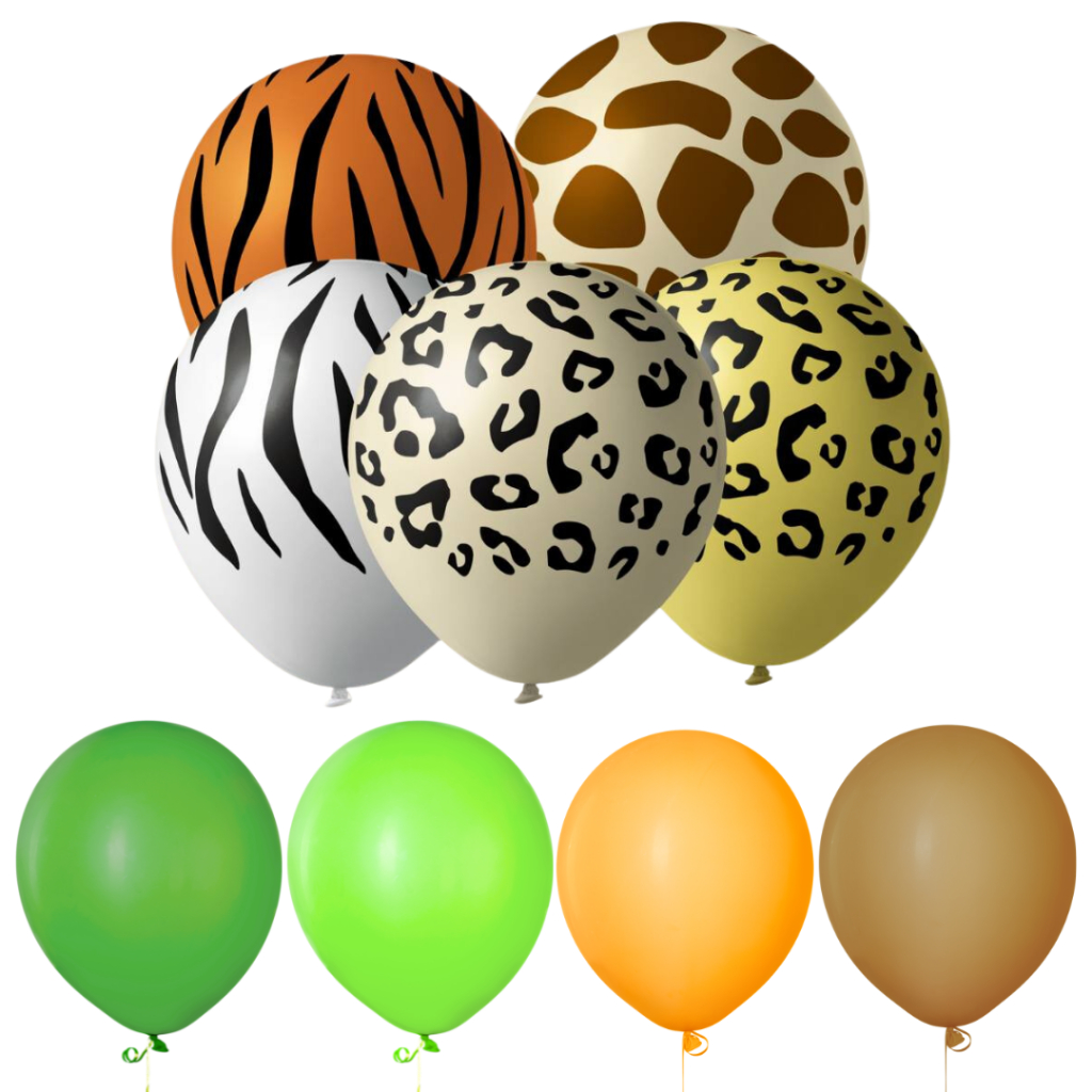 Kit Festa Safari 250 Bexiga Decoração 9 Polegadas Bexiga Verde Marrom 6,5 polegadas Festa Infantil